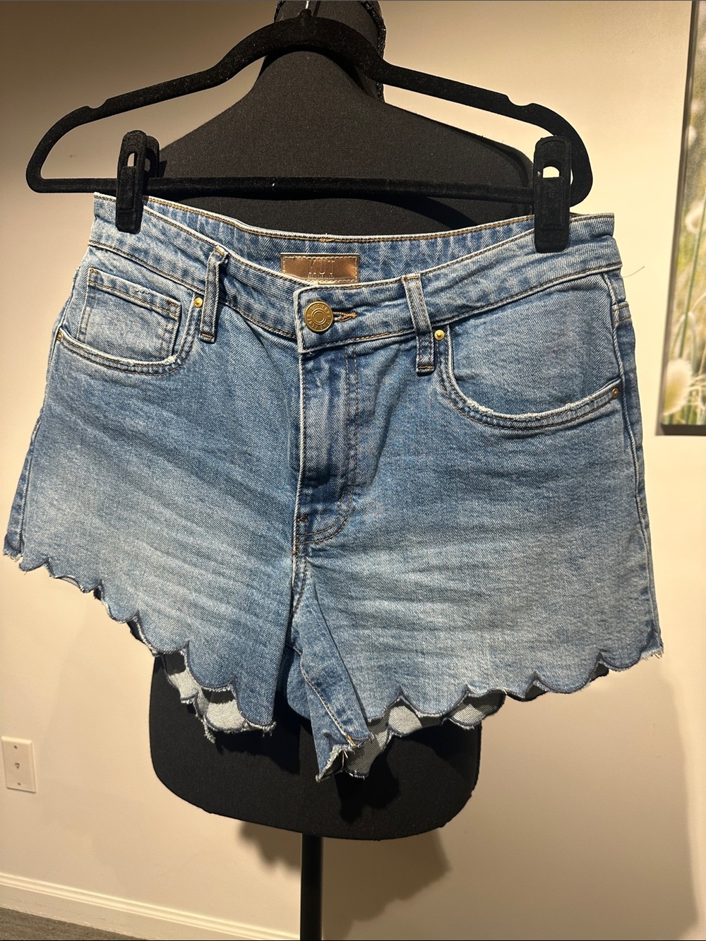 Kut from the Kloth Light Blue Scallop Hem Denim Shorts